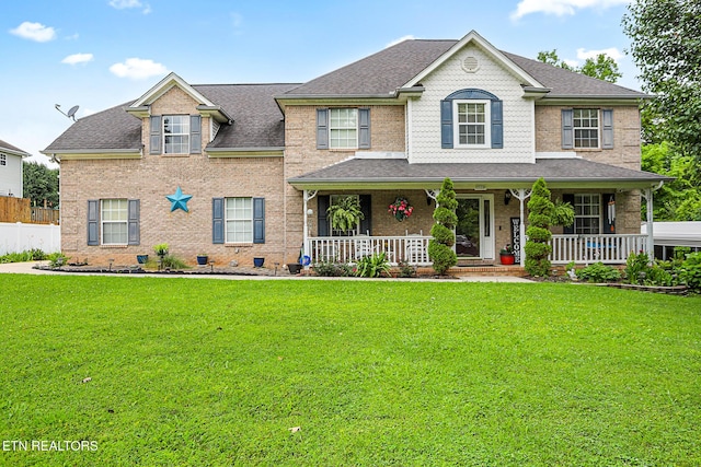 7110 Royal Springs Blvd, Knoxville, TN 37918 - view of front of house featuring a porch, brick siding, and roof with shingles