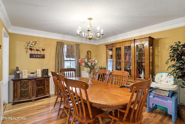 7110 Royal Springs Blvd, Knoxville, TN 37918 - dining room featuring a chandelier, crown molding, light wood-style floors, and a textured ceiling