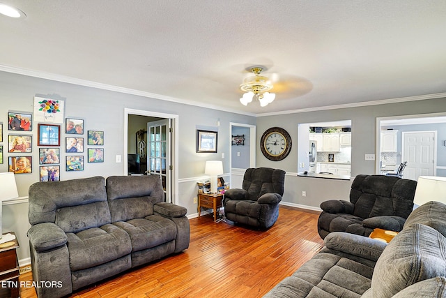 7110 Royal Springs Blvd, Knoxville, TN 37918 - living room with a ceiling fan, light wood-style floors, and ornamental molding