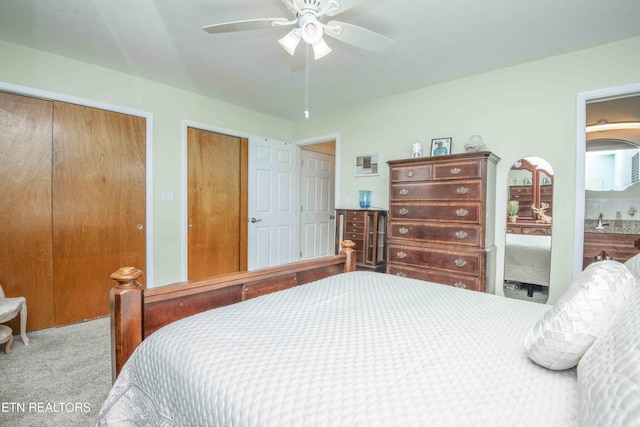 506 Blockhouse Valley Rd, Clinton, TN 37716 - carpeted bedroom with multiple closets and ceiling fan