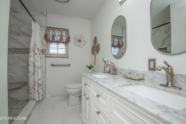 506 Blockhouse Valley Rd, Clinton, TN 37716 - full bath with double vanity, tiled shower, and tile patterned flooring