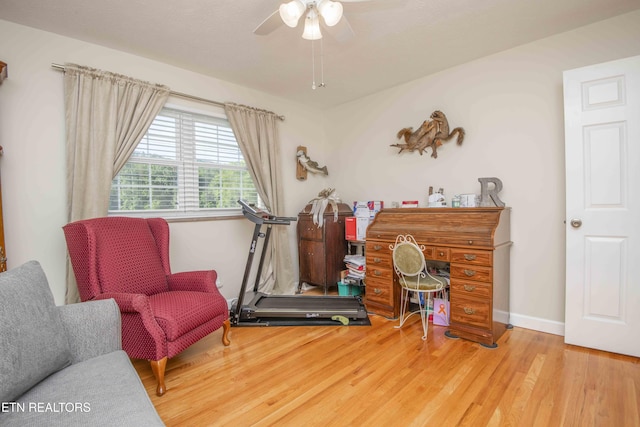 506 Blockhouse Valley Rd, Clinton, TN 37716 - sitting room featuring wood finished floors and ceiling fan