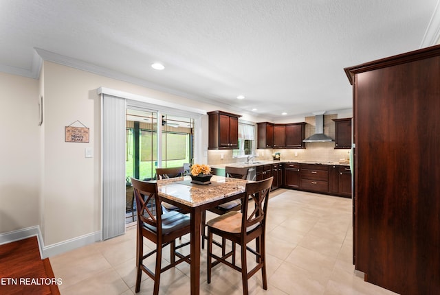 5484 Shadow Branch Ln, Corryton, TN 37721 - dining room with ornamental molding, recessed lighting, and light tile patterned floors