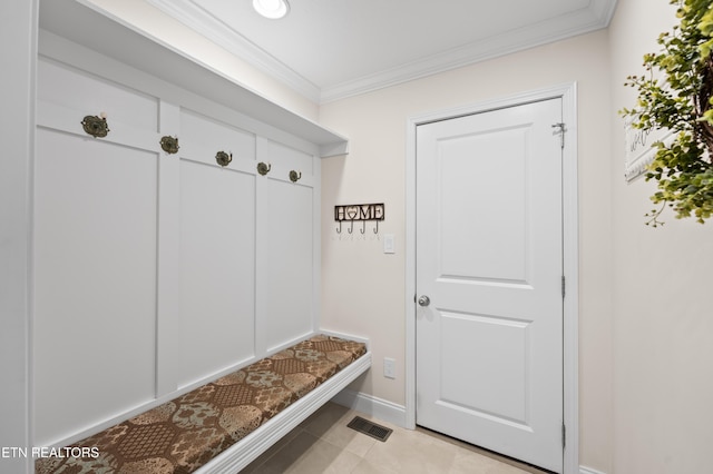 5484 Shadow Branch Ln, Corryton, TN 37721 - mudroom featuring crown molding and light tile patterned floors