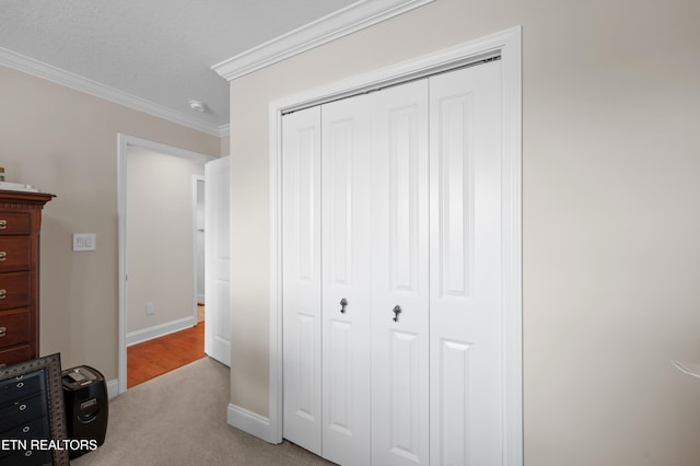 5484 Shadow Branch Ln, Corryton, TN 37721 - unfurnished bedroom with a closet, light carpet, and crown molding