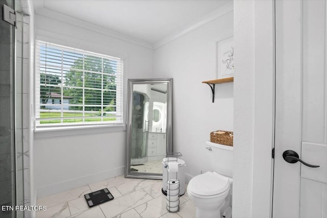 150 Scott Dr, Huntsville, TN 37756 - full bath with crown molding, marble finish floors, and a shower stall