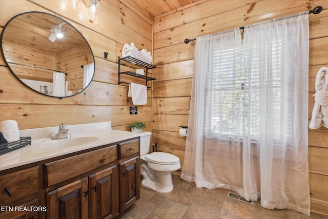 3206 Falling Leaf Way, Pigeon Forge, TN 37863 - full bathroom with wooden walls, vanity, stone finish flooring, and wood ceiling