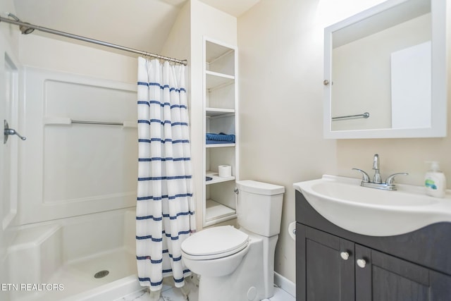 769 Gilmore Rd, Bean Station, TN 37708 - full bath with vanity, curtained shower, and marble look tile flooring