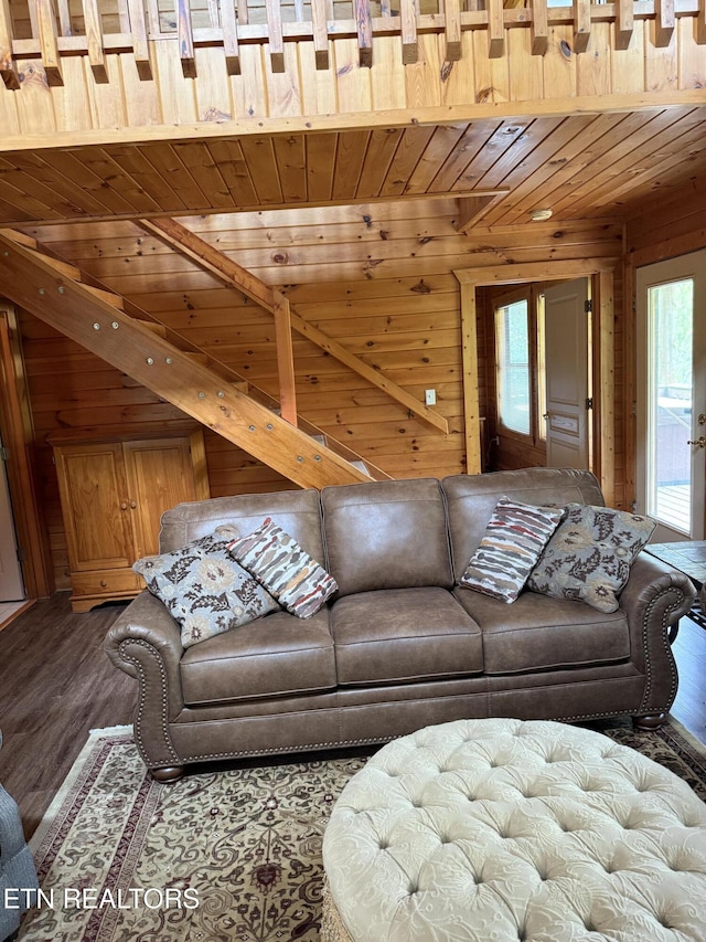1960 Regans Ridge Way, Sevierville, TN 37876 - living room with wood walls, wooden ceiling, and wood finished floors