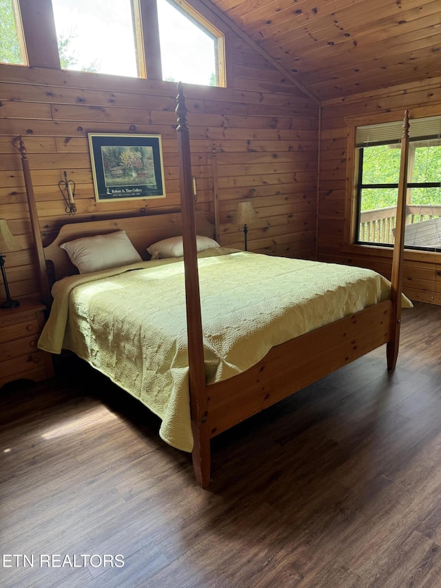 1960 Regans Ridge Way, Sevierville, TN 37876 - bedroom featuring wood finished floors, lofted ceiling, wood ceiling, and wooden walls