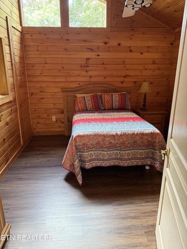 1960 Regans Ridge Way, Sevierville, TN 37876 - bedroom with wood finished floors, wood walls, and lofted ceiling