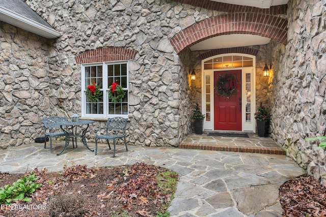 453 Mount John Loop, Townsend, TN 37882 - doorway to property with stone siding and a patio