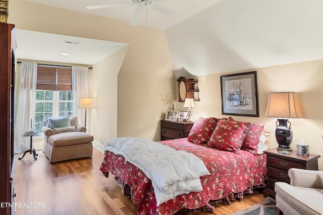 453 Mount John Loop, Townsend, TN 37882 - bedroom featuring wood finished floors, vaulted ceiling, and ceiling fan