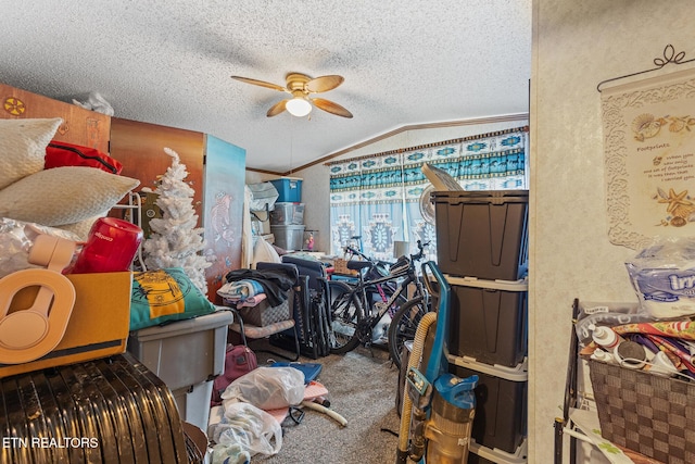 205 County Road 652, Athens, TN 37303 - carpeted bedroom with lofted ceiling, a textured ceiling, crown molding, and ceiling fan