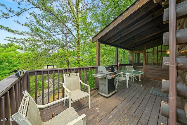 664 Kings Hills Blvd, Pigeon Forge, TN 37863 - wooden terrace featuring a grill