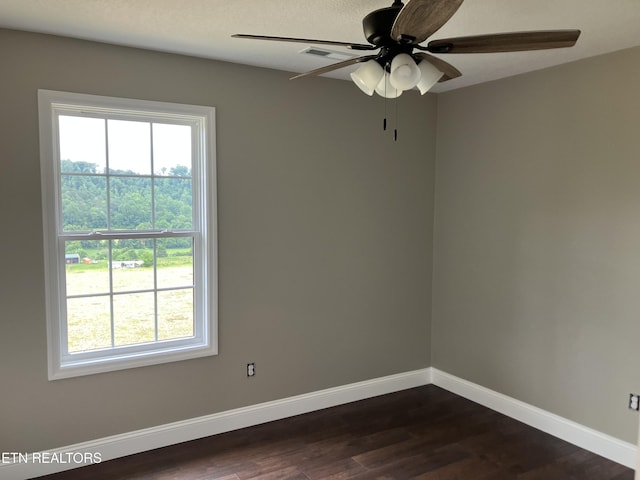 180 Sparks Landing Rd, Maynardville, TN 37807 - unfurnished room with healthy amount of natural light, a ceiling fan, and dark wood finished floors
