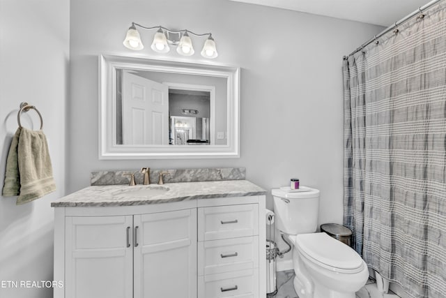 6718 Farmbrook Ln, Knoxville, TN 37918 - full bathroom featuring marble look tiles, vanity, and curtained shower