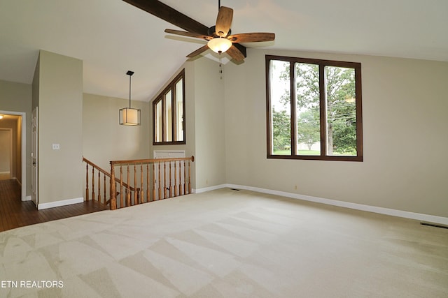 433 Clover Fork Dr, Knoxville, TN 37934 - unfurnished room featuring ceiling fan, carpet floors, and vaulted ceiling