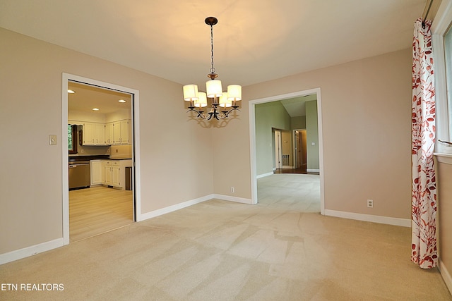 433 Clover Fork Dr, Knoxville, TN 37934 - unfurnished room featuring a chandelier, light colored carpet, and recessed lighting