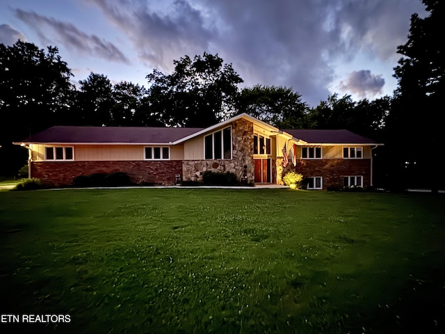 433 Clover Fork Dr, Knoxville, TN 37934 - view of front of property featuring stone siding and a front lawn