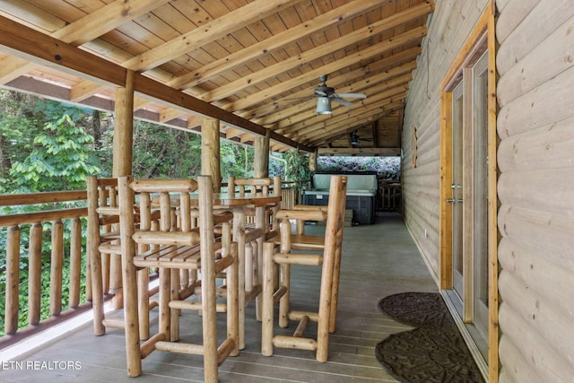 3014 N Clear Fork Rd, Sevierville, TN 37862 - wooden terrace featuring a ceiling fan and a grill