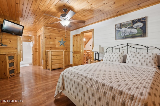 3014 N Clear Fork Rd, Sevierville, TN 37862 - bedroom with wooden ceiling, wood walls, and wood finished floors