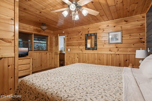 3014 N Clear Fork Rd, Sevierville, TN 37862 - bedroom with wooden ceiling and wooden walls