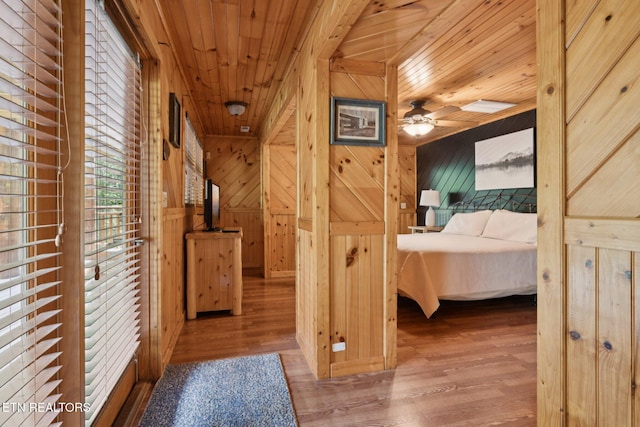3014 N Clear Fork Rd, Sevierville, TN 37862 - hall with wood ceiling, wood walls, and wood finished floors