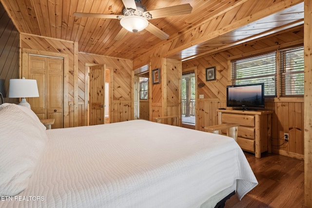 3014 N Clear Fork Rd, Sevierville, TN 37862 - bedroom featuring wood walls, wood finished floors, and wooden ceiling
