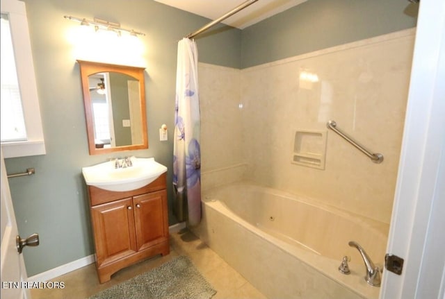 2440 Levee Way, Sevierville, TN 37876 - full bath featuring tile patterned flooring, vanity, and a combined bath / shower with jetted tub
