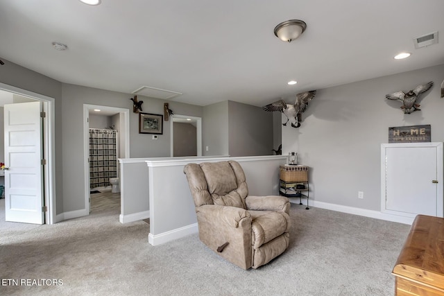 11944 Cordial Ln, Knoxville, TN 37932 - living area with light colored carpet, recessed lighting, and an upstairs landing