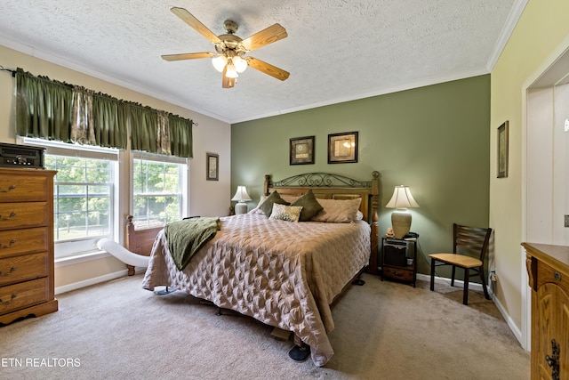 1914 Old Chilhowee Rd, Seymour, TN 37865 - carpeted bedroom featuring crown molding, a textured ceiling, and ceiling fan