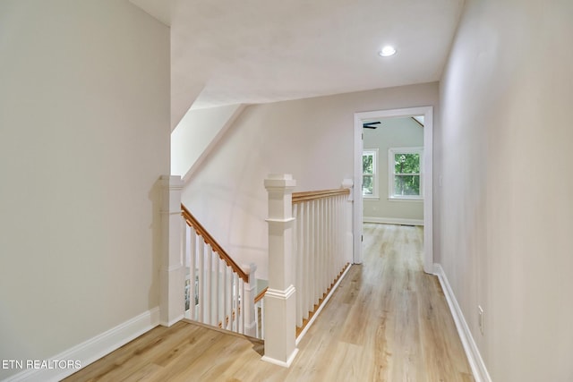 110 Lakecrest Ln, Oak Ridge, TN 37830 - corridor featuring an upstairs landing, wood finished floors, and recessed lighting