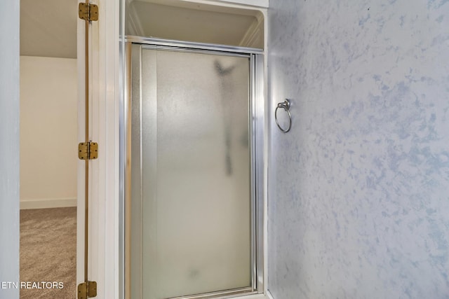 110 Lakecrest Ln, Oak Ridge, TN 37830 - full bath featuring a shower stall and baseboards