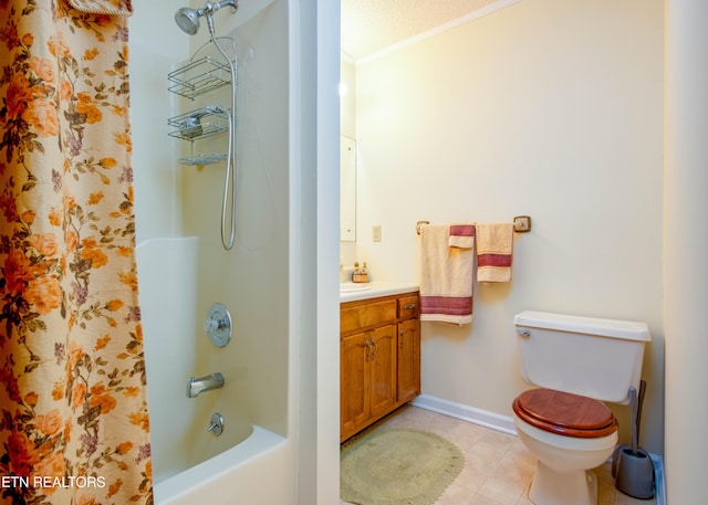 1705 Bobwhite Dr, Maryville, TN 37803 - full bathroom featuring crown molding, vanity, tile patterned flooring, and shower / bathtub combination with curtain