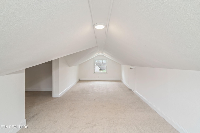 406 S Indiana Ave, Lafollette, TN 37766 - additional living space with lofted ceiling, carpet floors, and a textured ceiling