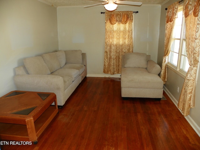 23 Mitchell St, Spencer, TN 38585 - living room with crown molding, wood finished floors, and ceiling fan