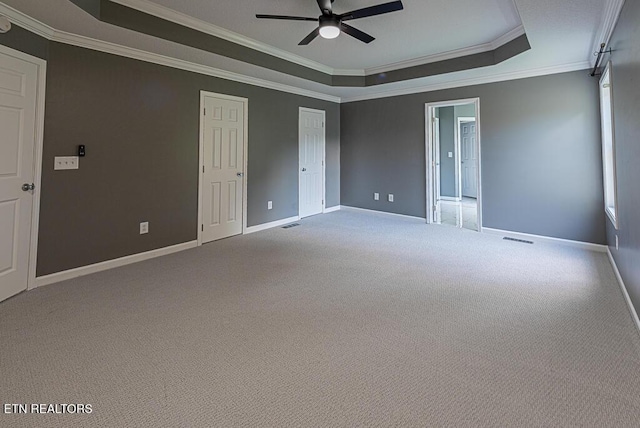 200 W Park Cir, Decatur, TN 37322 - unfurnished bedroom with a raised ceiling, ornamental molding, carpet, and ceiling fan