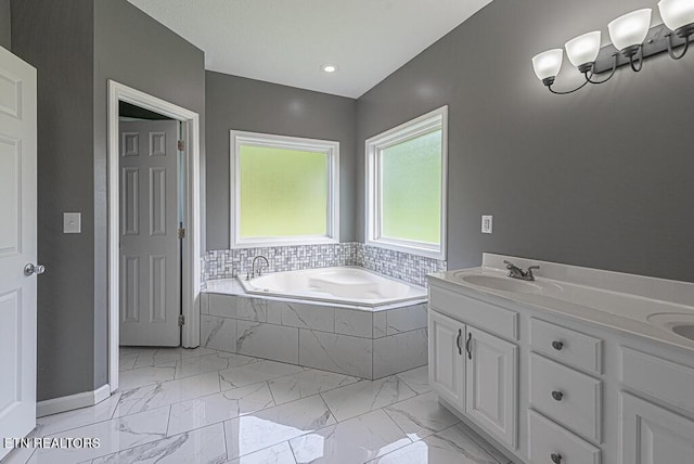 200 W Park Cir, Decatur, TN 37322 - full bath with a bath, marble look tile flooring, and double vanity