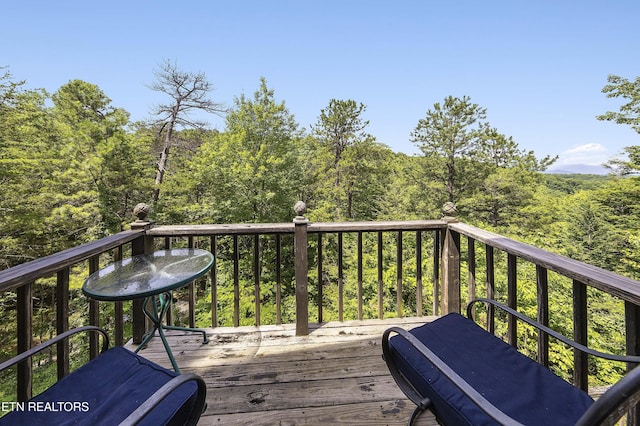 2526 N School House Gap Rd, Sevierville, TN 37876 - wooden terrace with a wooded view