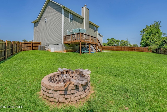 1221 Sky Top Ln, Powell, TN 37849 - rear view of property with stairway, crawl space, a fenced backyard, and a deck