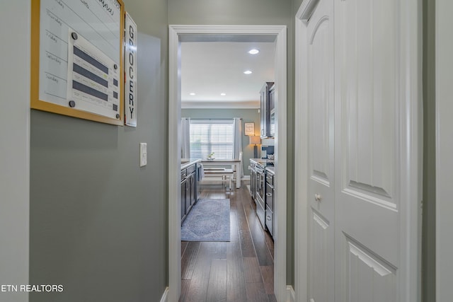 1221 Sky Top Ln, Powell, TN 37849 - corridor featuring ornamental molding and dark wood-style flooring