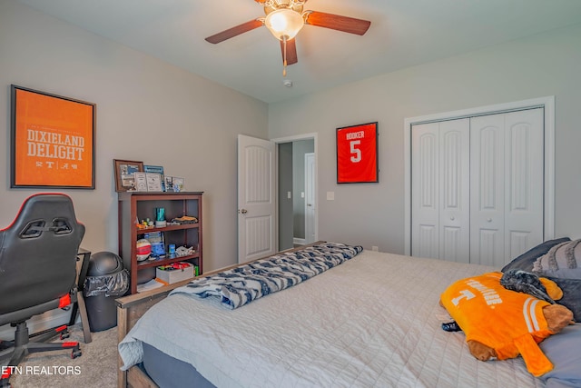 1221 Sky Top Ln, Powell, TN 37849 - bedroom with a closet and a ceiling fan