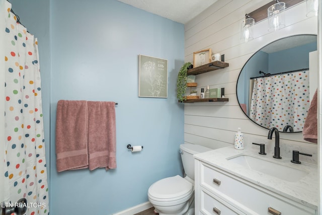 124 Pheasant Rd, Clinton, TN 37716 - full bath with vanity, wood walls, and a shower with shower curtain