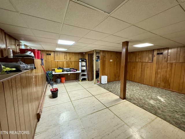 103 Albany Rd, Oak Ridge, TN 37830 - finished below grade area featuring light floors, a paneled ceiling, and wood walls