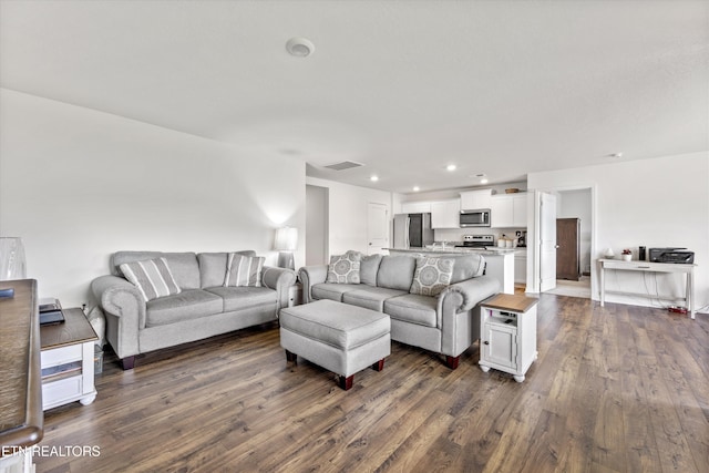 213 Newman Cir, Jefferson City, TN 37760 - living area featuring dark wood-style flooring and recessed lighting