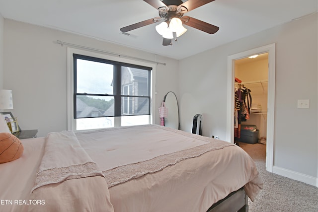 11957 Lakehurst Ln, Knoxville, TN 37934 - carpeted bedroom with a walk in closet, a closet, and a ceiling fan