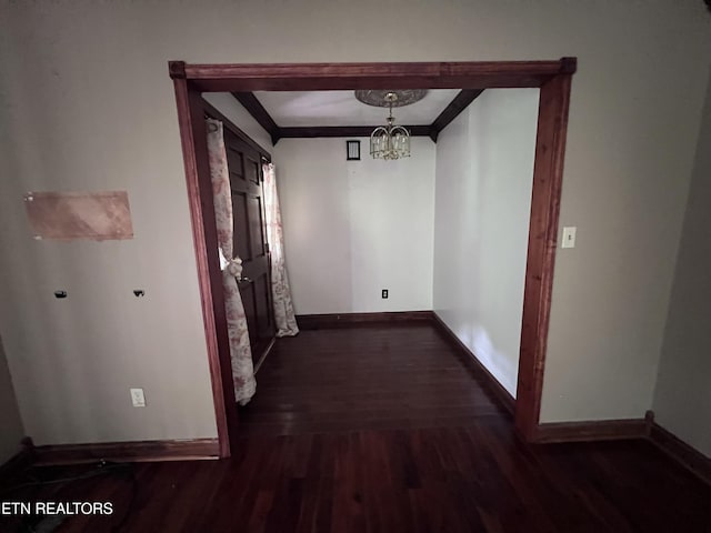 435 Simms Fork Rd, Arjay, KY 40902 - hallway with wood finished floors and a chandelier