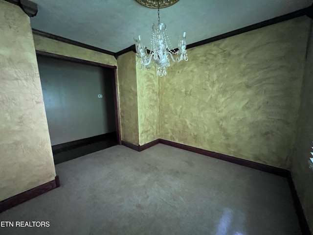 435 Simms Fork Rd, Arjay, KY 40902 - carpeted empty room with a chandelier and crown molding