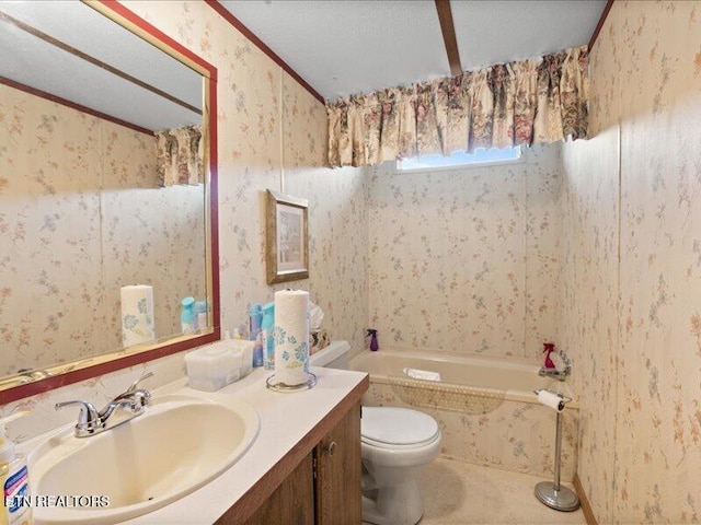205 Ellison Rd, Lafollette, TN 37766 - full bath featuring a tub, vanity, and wallpapered walls